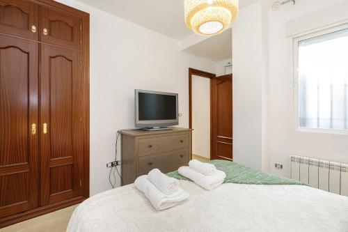 a bedroom with a bed and a television on a dresser at Apartamento para vivir Granada con parking in Granada