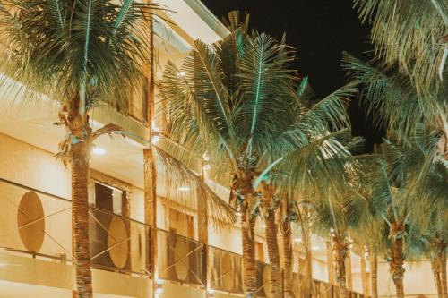 a group of palm trees in a building at Wakanda Hotel in Andradina