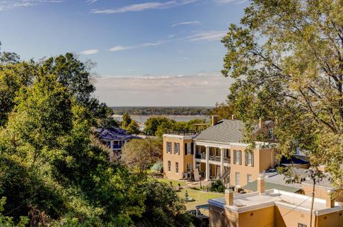 an aerial view of a building with trees at The Inn at Cedar Grove in Vicksburg