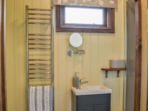 a bathroom with a sink and a mirror at Mayflower - Uk41003 in Pocklington