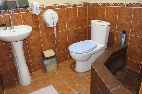 a bathroom with a toilet and a sink at 21 На удачу in Rustavi