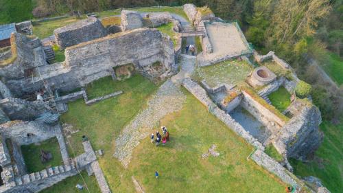 an aerial view of an old castle at Gîte XXV House - 4 personnes in Héron