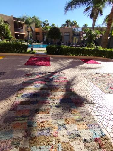 a shadow of a person on a rug on a street at ApartHotel Nzaha in Tahannout