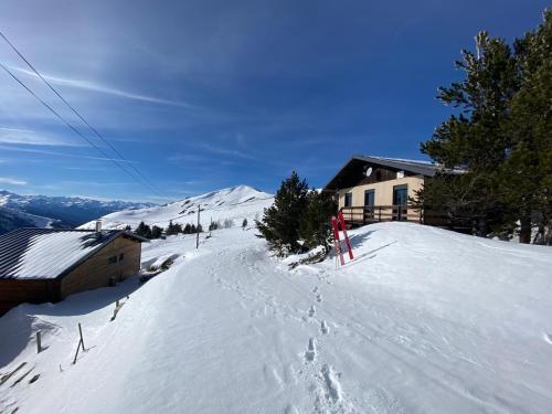 une personne fait du ski sur une piste enneigée dans l'établissement Chalet Ascou-Pailhères, à Ascou