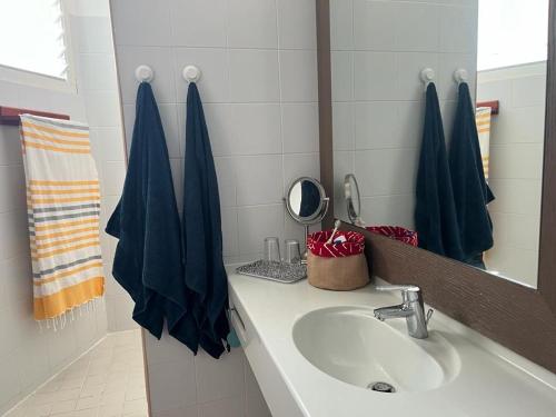 Belle-AlléeにあるPlaisir Caraïbesの洗面台と鏡のあるバスルーム