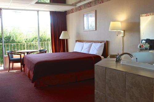 ein Hotelzimmer mit einem Bett und einem Waschbecken in der Unterkunft Regency Inn Richmond in Richmond