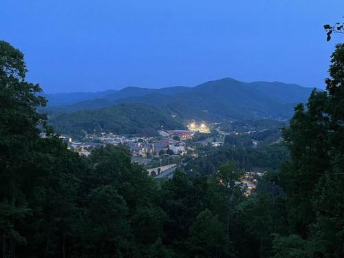 a view of a town in the mountains at 2 Bedroom Apartment overlooks WCU and Cullowhee NC - Smoke and Pet free in Sylva