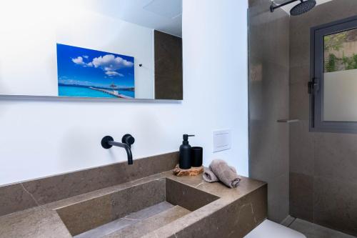 コスタ・デ・ラ・カルマにある3009 - Luxurious new villa in quiet area in Costa de la Calmaのバスルーム(シンク、シャワー付)