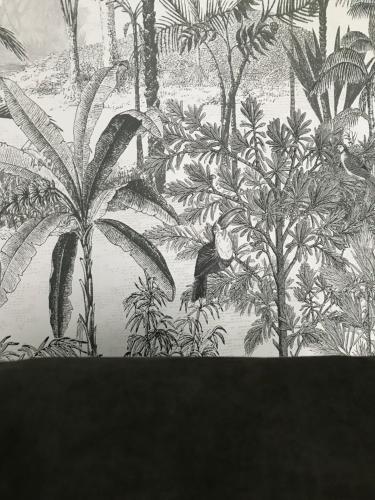 um desenho a preto e branco de uma floresta com palmeiras em L'appart 45 em Rodez