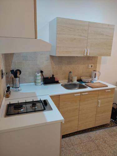 a kitchen with a stove and a sink at Grazioso Loft vicino a San Giovanni e Metro C in Rome