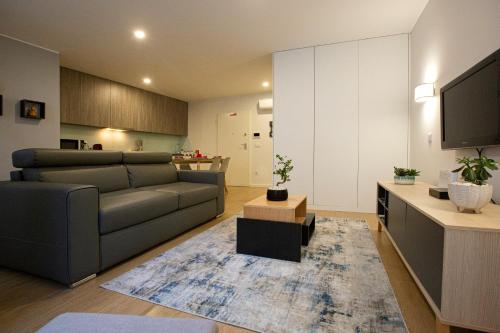 a living room with a couch and a tv at Apartamento C&C in Arcos de Valdevez