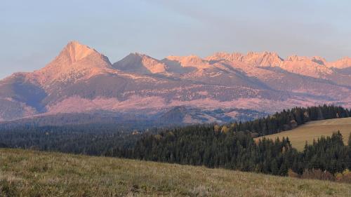 a view of a mountain range with trees and mountains at Apartmány Anička vo Važci in Važec