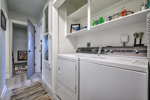 a white laundry room with a washer and dryer at Zion Haven with Fire Pit 23 Mi to Natl Park! in Hurricane