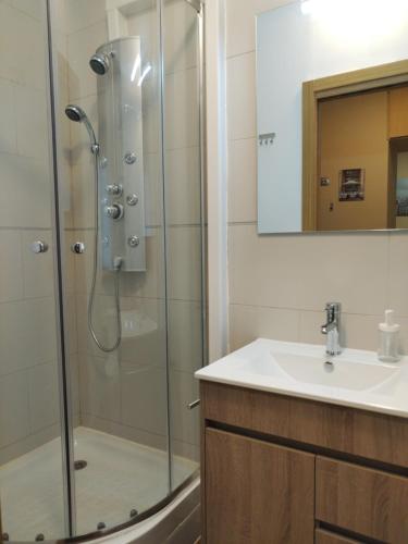 a bathroom with a shower and a sink at New Apartment & Parking Alcazaba in Málaga