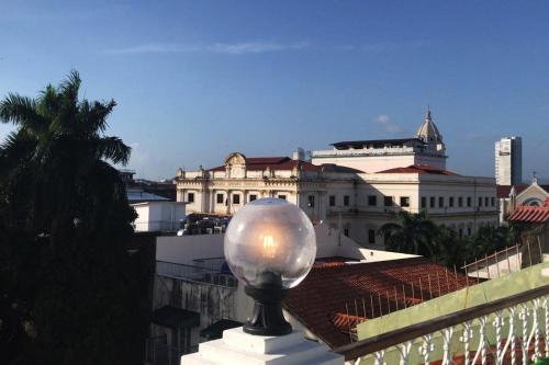 a large silver ball on top of a building at AmazINN Places Rooftop and Jacuzzi VIII in Panama City