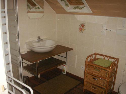 Baño pequeño con lavabo y aseo en Gîte Saint-Germain-de-Salles, 3 pièces, 4 personnes - FR-1-489-96, en Saint-Germain-de-Salles