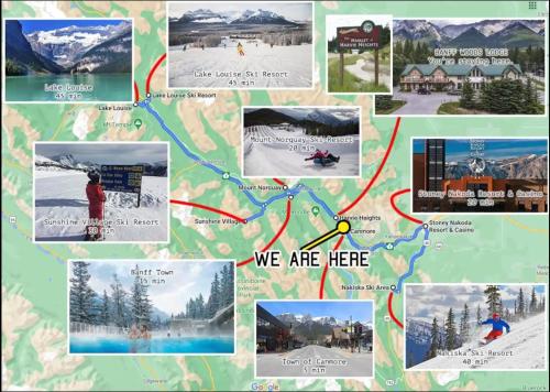 a collage of photos of a ski resort at MountainView -PrivateChalet Sleep7- 5min to DT Vacation Home in Canmore