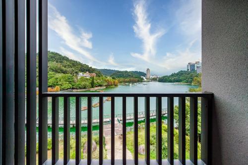 a view of a river from a balcony at Sun Moon Lake I Love You in Yuchi