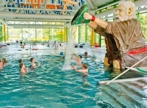 un grupo de personas en el agua en un parque acuático en Ferienwohnung HOAMAT Schmalzreich Andrea, en Lam