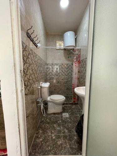 a bathroom with a toilet and a sink at Its your choice hostel in Wadi Musa