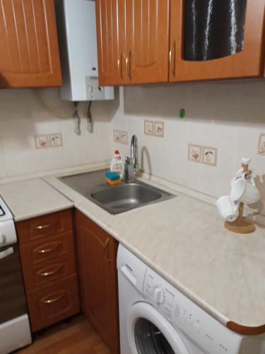 a kitchen with a sink and a washing machine at пр. Александра Поля 100, центральная часть города in Dnipro