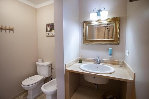 a bathroom with a toilet and a sink and a mirror at Residenza Centro Storico in Lucca