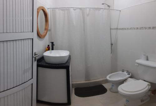 El Colorado的住宿－Luma Quincho Appart，一间带水槽、卫生间和淋浴的浴室