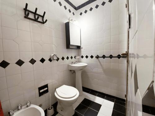 卡洛斯帕斯的住宿－DEPARTAMENTO ROCA，一间带卫生间和水槽的浴室