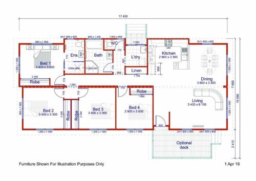 a floor plan of a house with red lines at Mudgee Valley Park in Mudgee