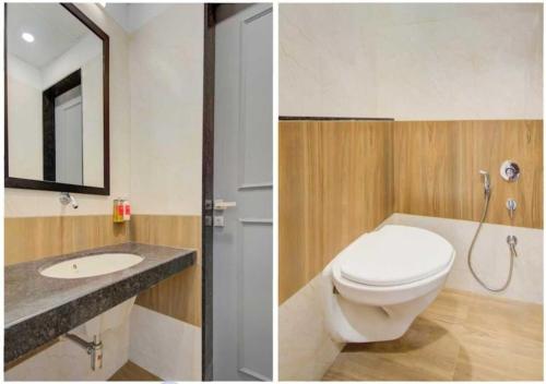 a bathroom with a toilet and a sink at The Park Infinity in Surat