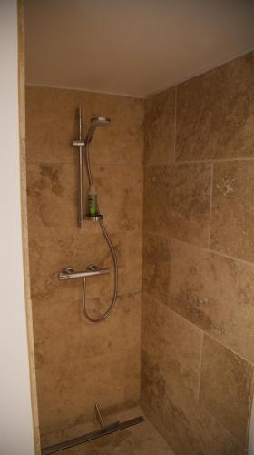 a shower with a shower head in a bathroom at Munk - Avoriaz in Avoriaz