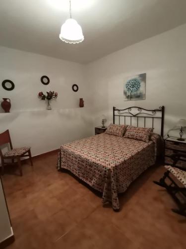1 dormitorio con 1 cama en una habitación en Casa El Tío Juan, en Cumbres de San Bartolomé