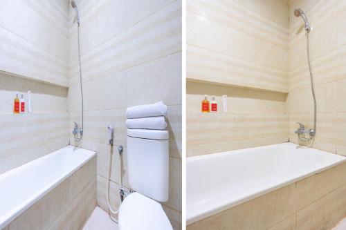 ein Badezimmer mit einem WC, einem Waschbecken und einer Badewanne in der Unterkunft SUPER OYO Flagship 91963 Series Style Hotel in Putat-wetan