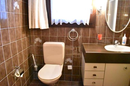 une salle de bain avec toilettes et lavabo dans l'établissement Parc Anemona (274 Ba), à Lenzerheide