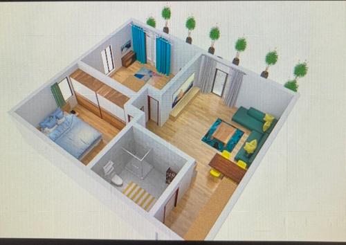 a rendering of a house with a floor plan at Apartmán 110 Vila Zuberec in Zuberec