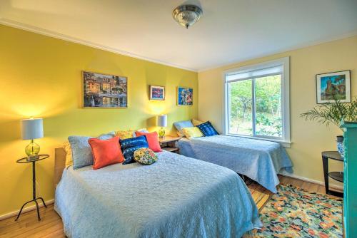 a bedroom with two beds and a window at Fort Bragg Home, Close to Laguna Point Beach! in Fort Bragg
