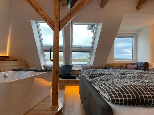 מיטה או מיטות בחדר ב-Sonnenschein