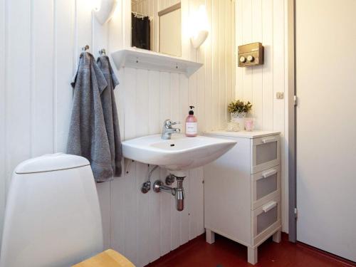 Baño pequeño con lavabo y aseo en Holiday home Ålbæk XXVIII, en Ålbæk