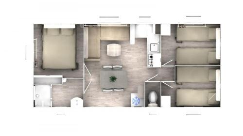 a floor plan of a room with a couch at Camping les Cantarelles in Alrance