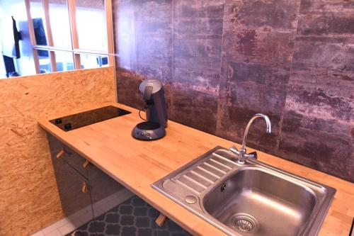 un comptoir de cuisine avec un évier et un mitigeur dans l'établissement Le Delizia 348 - Port Nature 3, au Cap d'Agde