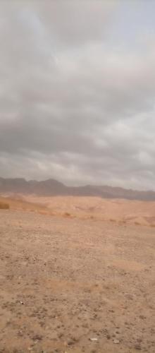 a view of a desert with mountains in the background at Its your choice hostel in Wadi Musa