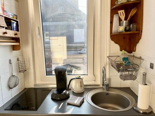 um balcão de cozinha com uma batedeira no lavatório em HYPERCENTRE VESLE - Studette 1 em Reims