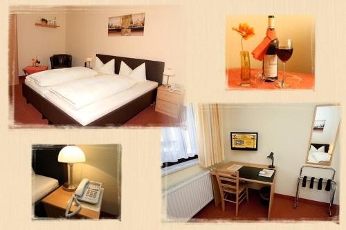 Postel nebo postele na pokoji v ubytování Hotel-Pension zum Markt