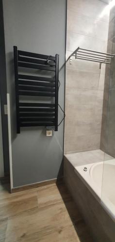 a bathroom with a shower and a tub and a sink at Apartamentos Las trece llaves Jacuzzi bajo reserva in Merida