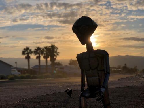 a statue of a woman with her head in the air at Area 51 Annex - Alien Lake Escape in Bullhead City