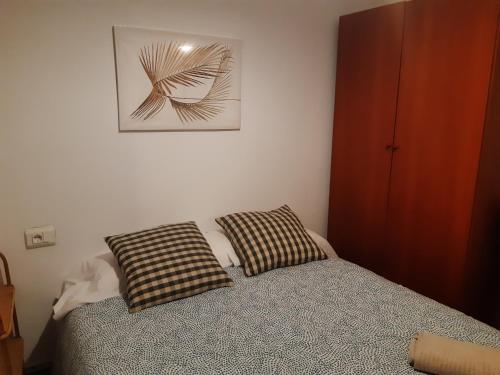 1 dormitorio con 1 cama con 2 almohadas en Apartamento Borja en Jaca