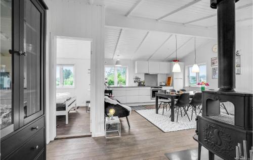 a kitchen and a living room with a dining room at Cozy Home In Roslev With Wifi in Roslev