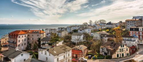 an aerial view of a town by the water at Villa Bella Vista - Meerblick 3 in Sassnitz