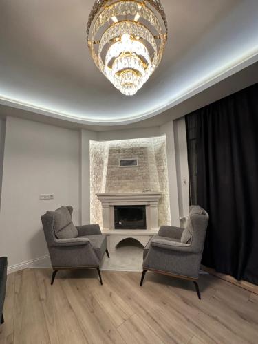 Ruang duduk di Doğa içinde hamam ve havuzlu lüx villa