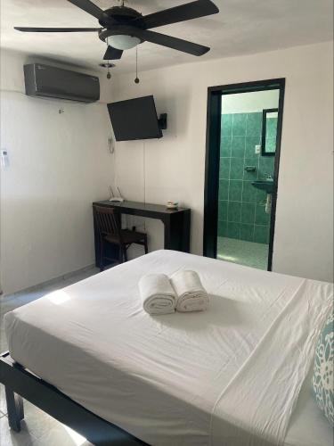 Postel nebo postele na pokoji v ubytování Hotel Caracol Isla Mujeres